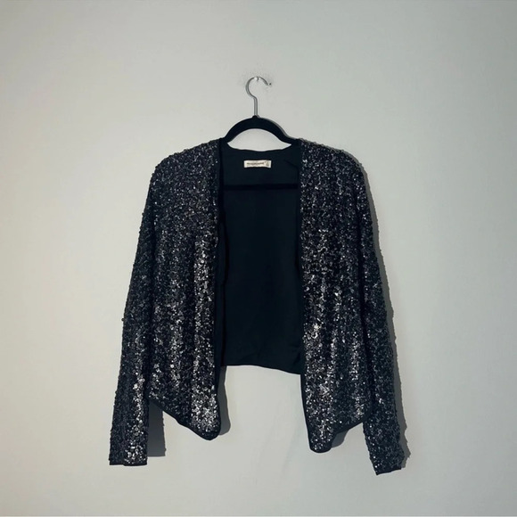 Abercrombie & Fitch black/silver sequin jacket size s - Picture 4 of 11